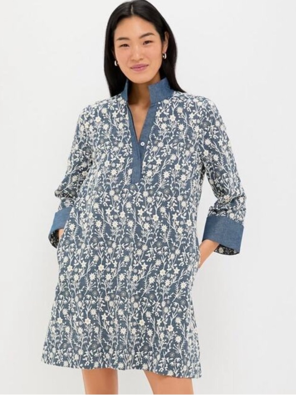 Tuckernuck Embroidered Chambray Wildflower Meadows Megan Dress - Picture 3 of 7